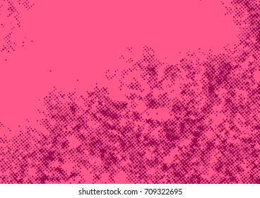 Dotted particle abstract polka dot retro style layout. Create vintage grain graphic look. Halftone pink particle wallpaper. Vector illustration