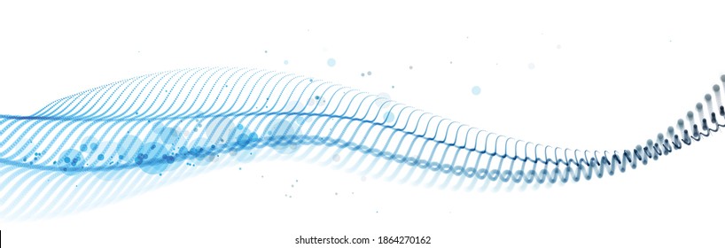 Dotted particles wave flow vector abstract technology and science background, big data flow, mixed colors, beautiful 3D airy light abstraction design dots array motion.