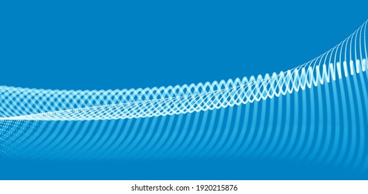 Dotted particles wave flow vector abstract technology and science background, big data flow, nanotechnology theme, beautiful abstraction design dots array cluster in wavy motion.