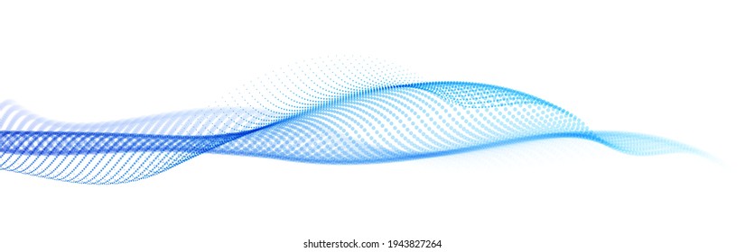 Dotted particles wave flow vector abstract technology and science background, big data flow, nanotechnology theme, beautiful abstraction design dots array cluster in wavy motion.