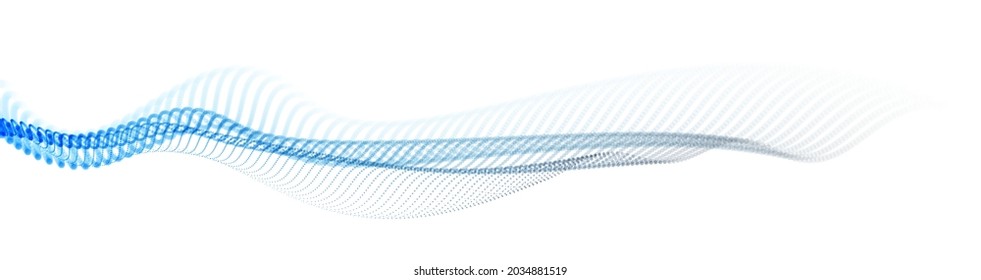 Dotted particles wave flow vector abstract technology and science background, big data flow, mixed colors, beautiful 3D airy light abstraction design dots array motion.