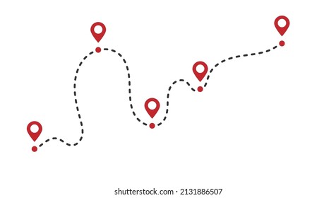 Dotted path line with red points