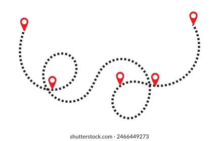 Dotted path with points. isolated on white background. Vector illustration. EPS 10