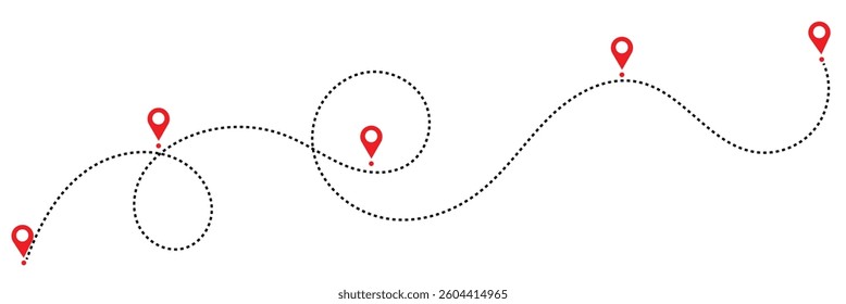 Dotted path with points. isolated on white background. Vector illustration. EPS 10 .