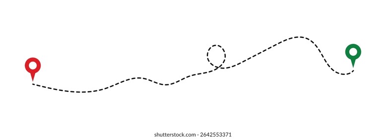 Dotted path with points. Map address location pointer symbol. Travel vector icon. Travel from start point and dotted line tracing in eps 10.