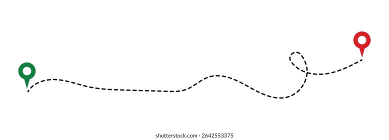 Dotted path with points. Map address location pointer symbol. Travel vector icon. Travel from start point and dotted line tracing in eps 10.