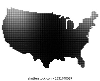 Dotted Pattern Black USA Map on a White Background