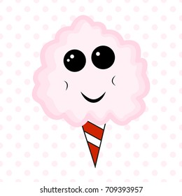 Dotted pattern with cotton candies. Vector illustration.