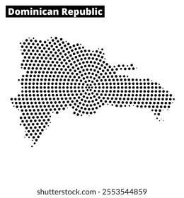 A dotted pattern outlines the shape of the Dominican Republic, highlighting its geographical features and boundaries clearly.