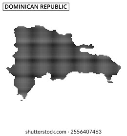 A dotted pattern outlines the shape of the Dominican Republic, highlighting its geographical features and boundaries clearly.