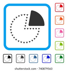 Dotted Pie Chart icon. Flat grey pictogram symbol inside a light blue rounded frame. Black, gray, green, blue, red, orange color versions of Dotted Pie Chart vector. Designed for web and app UI.