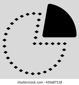 Dotted Pie Chart vector toolbar icon. Style is flat icon symbol, black color, light gray background, rhombus dots.