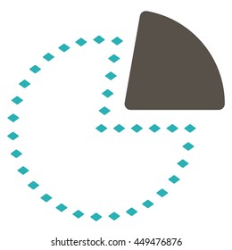 Dotted Pie Chart vector toolbar icon. Style is bicolor flat icon symbol, grey and cyan colors, white background, rhombus dots.
