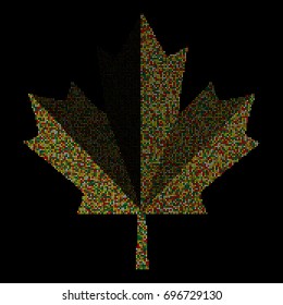 Dotted pixel Abstract maple leaf colorful shades. Mosaic print. For advertising booklets about the sale, covers, posters, invitation card, textile, books, leaflets design. Summer and autumn theme sale