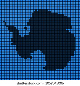 Dotted pixel Antarctica Map. Vector geographic map in blue colors. Vector collage of Antarctica Map made of rounded square elements.