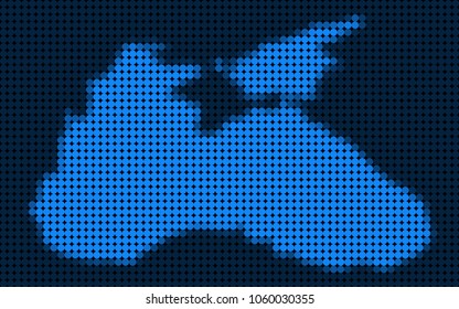Dotted pixel Black Sea Map. Vector geographic map in blue colors. Vector collage of Black Sea Map created of circle dots.