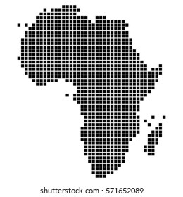 Dotted, pixel Map of the African continent. Original abstract vector illustration.