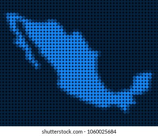 Dotted pixel Mexico Map. Vector geographic map in blue colors. Vector collage of Mexico Map created of round dots.