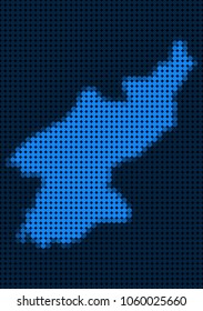 Dotted pixel North Korea Map. Vector geographic map in blue colors. Vector mosaic of North Korea Map made of small circles.