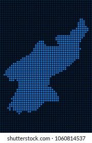 Dotted pixel North Korea Map. Vector geographic map in blue colors. Vector collage of North Korea Map made of small circles.