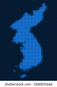 Dotted pixel North And South Korea Map. Vector geographic map in blue colors. Vector concept of North And South Korea Map combined of circle elements.