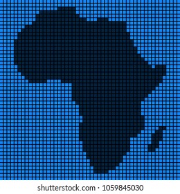 Dotted pixelated Africa Map. Vector geographic map in blue colors. Vector collage of Africa Map made of rounded square elements.