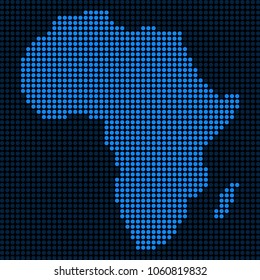 Dotted pixelated Africa Map. Vector geographic map in blue colors. Vector concept of Africa Map organized of small circles.