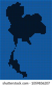 Dotted pixelated Thailand Map. Vector geographic map in blue colors. Vector concept of Thailand Map combined of rounded square elements.