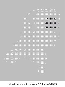 Dotted / pixels map of the province of Drenthe of the Netherlands. Provinces are grouped in EPS file and can be easily selected and changed (colors) separately.