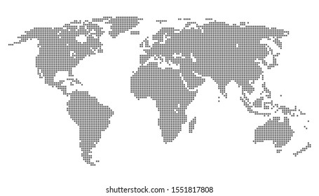 Dotted pixels map of World. Vector eps10