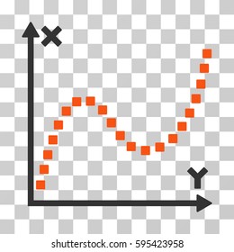 Dotted Plot icon. Vector illustration style is flat iconic bicolor symbol, orange and gray colors, transparent background. Designed for web and software interfaces.