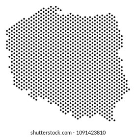Dotted Poland map. Vector geographical plan. Cartographic composition of Poland map constructed of circle items.