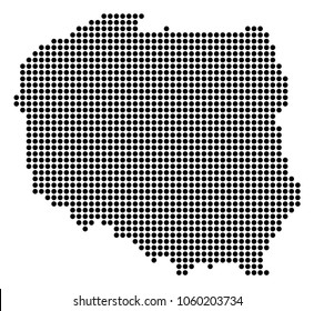 Dotted Poland Map. Vector pattern of Poland Map composed of small circles. Vector geographic map.