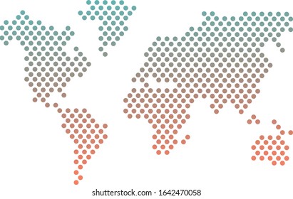 Dotted Political World Map vibrant color gradient. Template with grey points isolated on white background. 