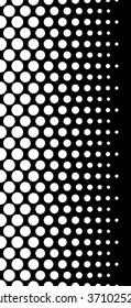 Dotted, polka dot black and white seamlessly repeatable pattern. Vertically repeatable.