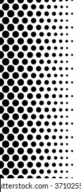 Dotted, polka dot black and white seamlessly repeatable pattern. Vertically repeatable.