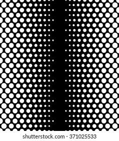 Dotted, polka dot black and white seamlessly repeatable pattern. Vertically repeatable.