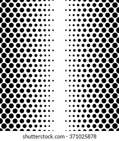 Dotted, polka dot black and white seamlessly repeatable pattern. Vertically repeatable.