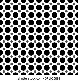 Dotted, polka dot black and white seamlessly repeatable pattern.