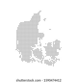 Dotted polka dot particle pixel map of Denmark. Vector eps10
