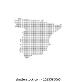 Dotted Polka Dot Pixel Particle Vector Map Of Spain