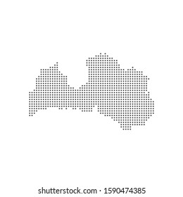 Dotted polka dot pixel particle map of Latvia. Vector eps10