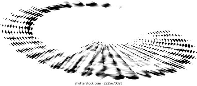 Dotted or polka dot swirl outline with offset black and white polka dots. Vector. Space for copy text.