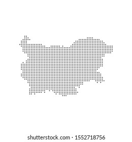 Dotted polka dots pixels map of Bulgaria, vector illustration.