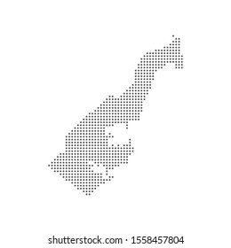 Dotted polka dots pixels map of Monaco, vector illustration.