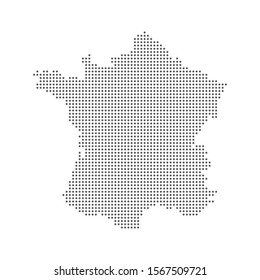 Dotted polka dots pixels map of France, vector illustration.