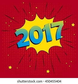 Dotted, Pop Art Background. Symbolic pop art background 2017 new year. Comic design graphic halftone pop art background. Dot color bubble element blank set. vector pop art pattern background.