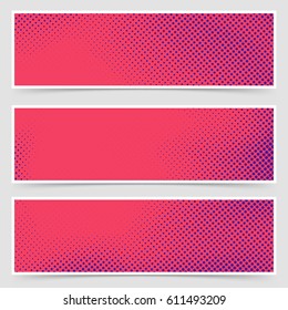 Dotted pop art retro style bright header collection with distressed pink background. Vector illustration