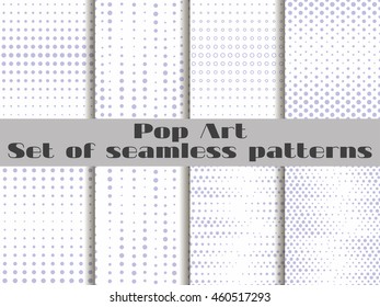 Dotted, Pop Art seamless pattern background. Set vector illustration.