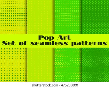 Dotted, Pop Art seamless pattern background. Set vector illustration.